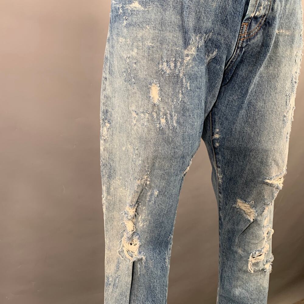 PRPS Size 28 El Camino Blue Cotton Distressed Tapered Jeans - Picture 3 of 9